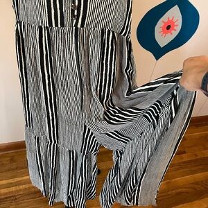 Elegant Striped Black and White Jumpsuit